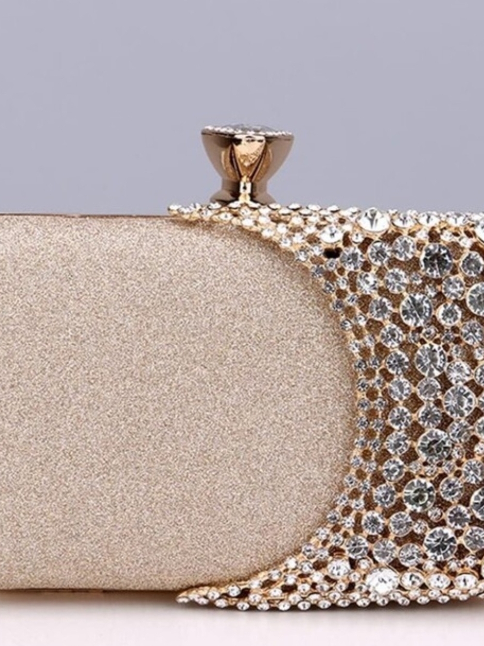Gold Crystal Embellished Evening Clutch